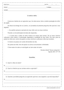 Interpretação de texto: O melhor milho - 3º ou 4º ano