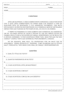 Interpretação de texto: O náufrago - 3º ou 4º ano