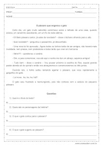 Interpretação de texto: O pássaro que enganou o gato - 3º ou 4º ano