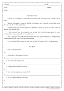 Interpretação de texto: O sonho de Ícaro - 3º ou 4º ano