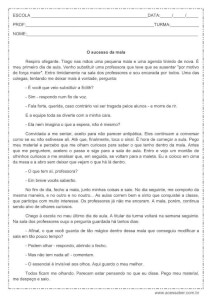 Interpretação de texto: O sucesso da mala - 4º ou 5º ano