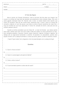Interpretação de texto: O trem das águas - 4º ou 5º ano