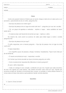 Interpretação de texto: Oásis - 4º ou 5º ano