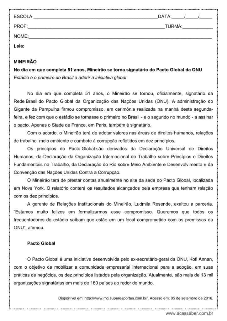 Atividade de português: Travessão duplo - 1º ano do ensino médio
