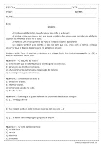 Atividade de português: Pronomes - 7º ano