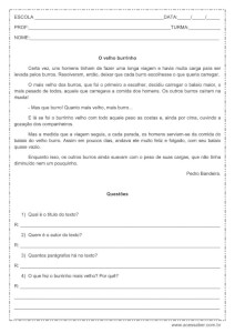 Interpretação de texto: O velho burrinho - 3º ou 4º ano