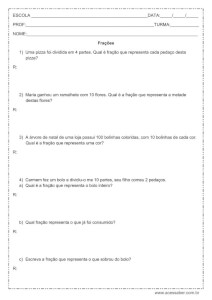 Atividade de matemática: Situações problema - Frações - 5º ano