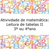 Atividade de matemática: Leitura de Tabela II - 3º ou 4º ano