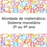 Atividade de matemática: Sistema monetário - 3º ou 4º ano