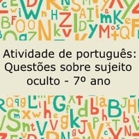 Atividade de português: Questões sobre sujeito oculto - 7º ano