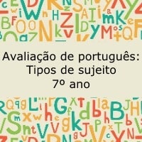 Avaliação de português: Tipos de sujeito - 7º ano