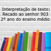Interpretação de texto: Recado ao senhor 903 - 2º ano do ensino médio
