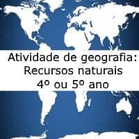 Atividade de geografia: Recursos naturais - 4º ou 5º ano