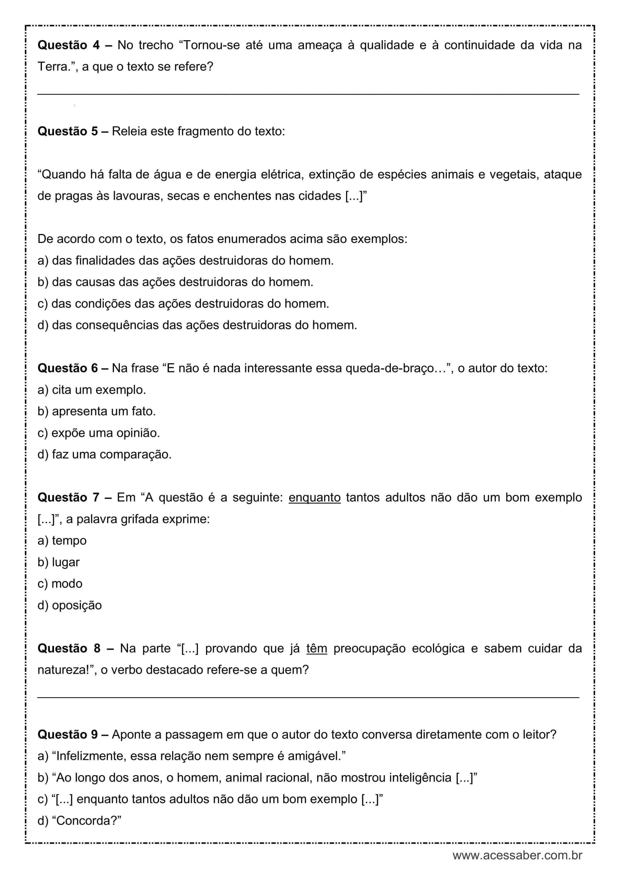 Texto De Ciencias 7 Ano Com Perguntas E Respostas