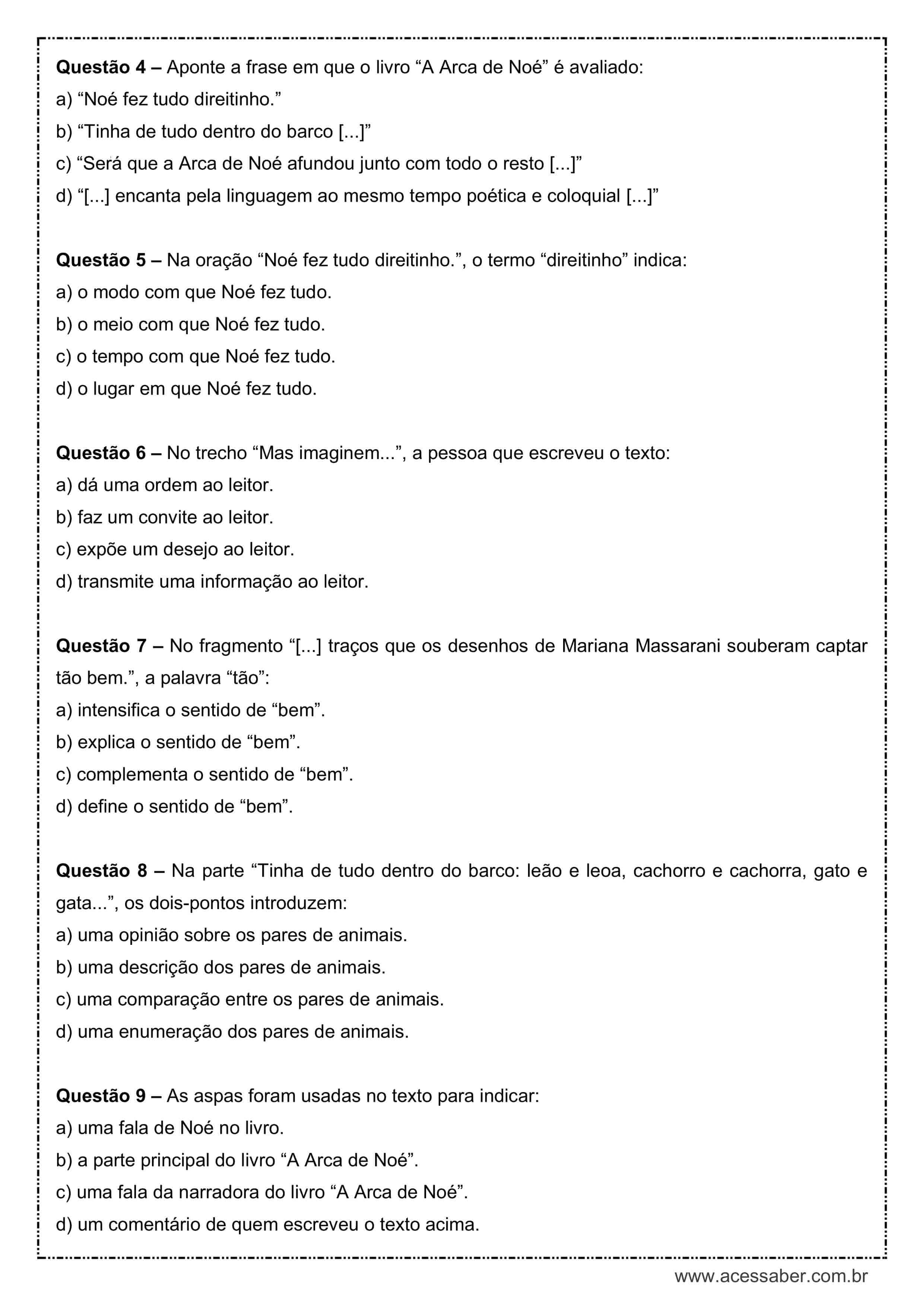 Trecho De Romance Para Interpretação Com Gabarito