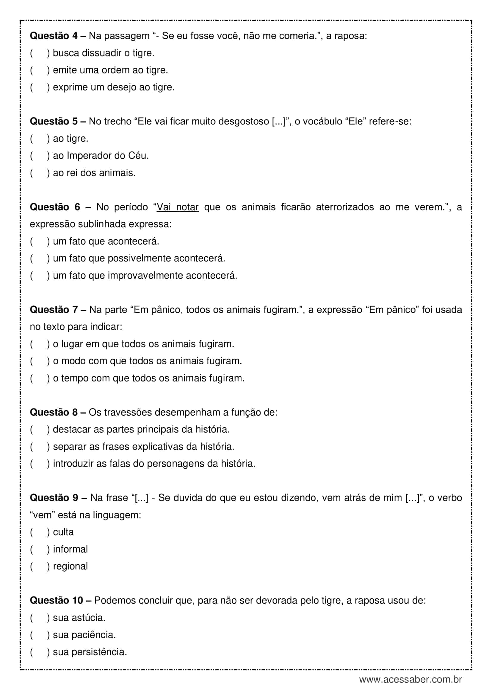 Interpretação De Texto Sherlock Holmes Com Gabarito